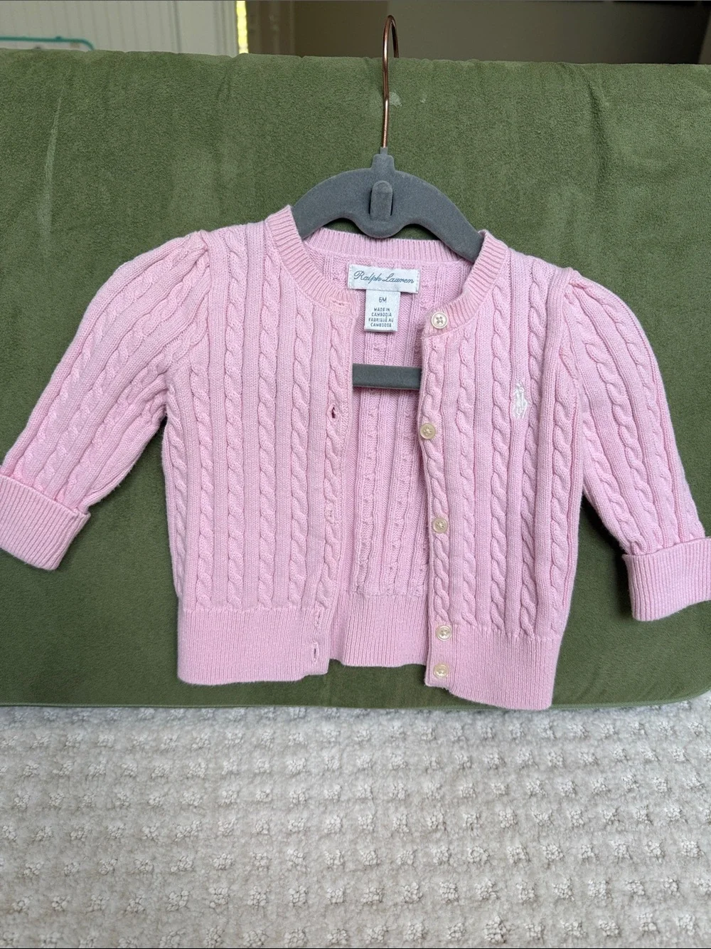 Ralph Lauren Baby Pink Cable Knit Cardigan - Baby